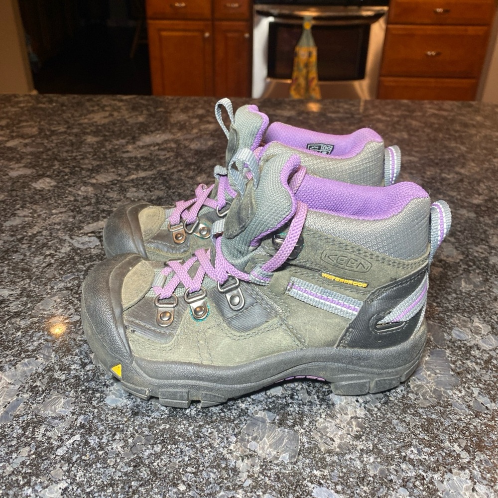 Waterproof Keen Kids Gray and Purple Hiking Boots